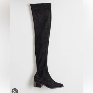 & Other Stories Black Suede Over the Knee Boots 39